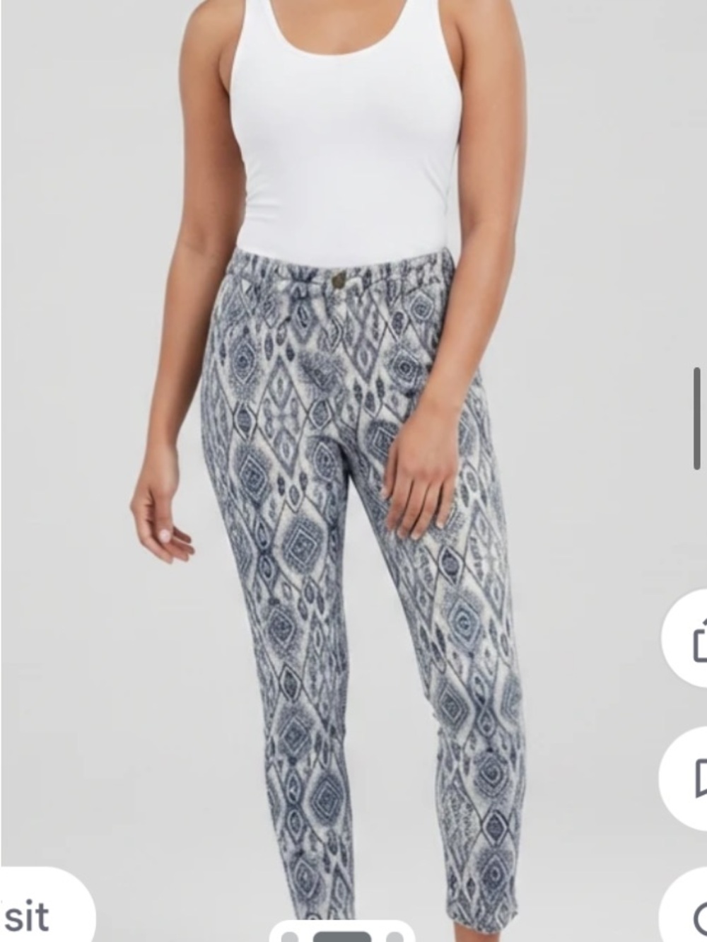 Chico's Navy and White Diamond Print Skinny Jeans